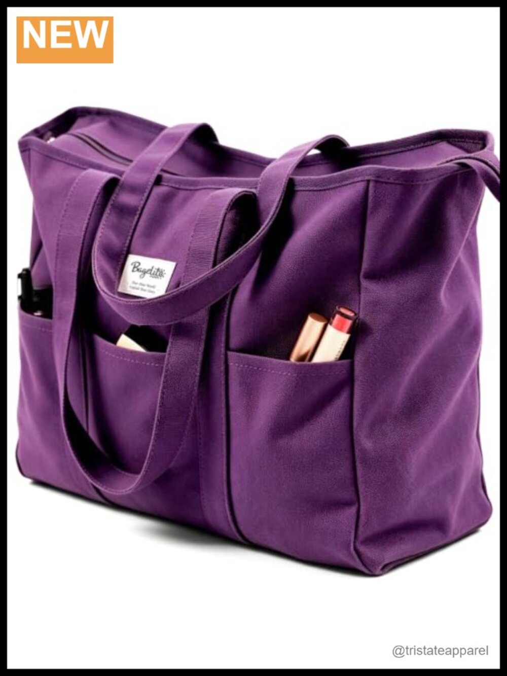 Large Canvas Tote Bag with Zipper for Work Travel Beach Heavy Duty 16oz Cotton